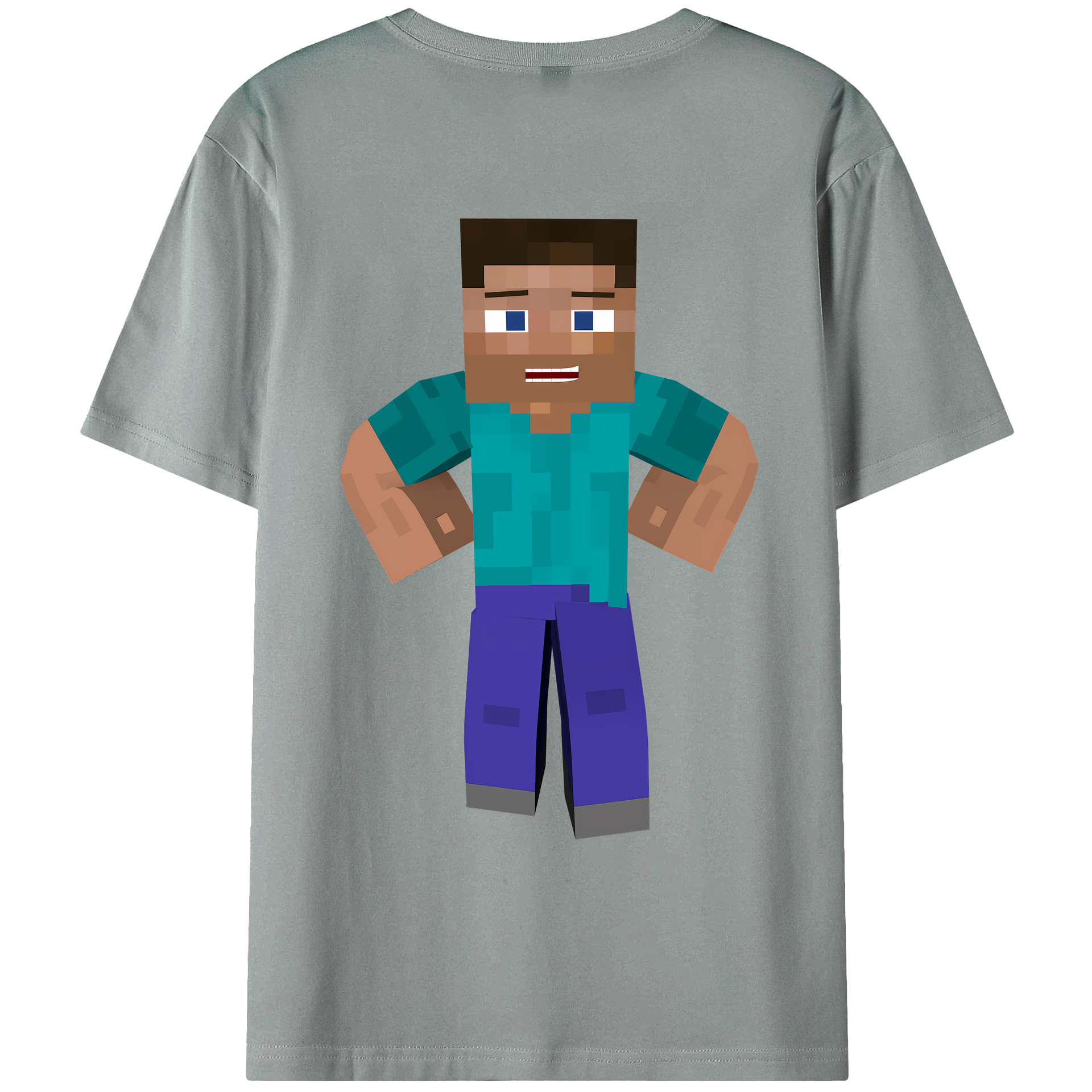 （画像用） マインクラフト ブロックの世界 Minecraft MC Block world 綿100％ メンズ半袖Tシャツ（バックプリント） 通気性
